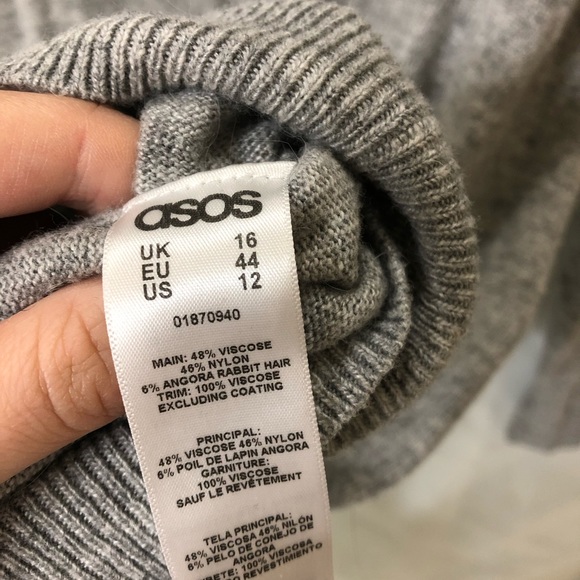 Asos gray Angora sweater dress/tunic w/ leather - Picture 4 of 8